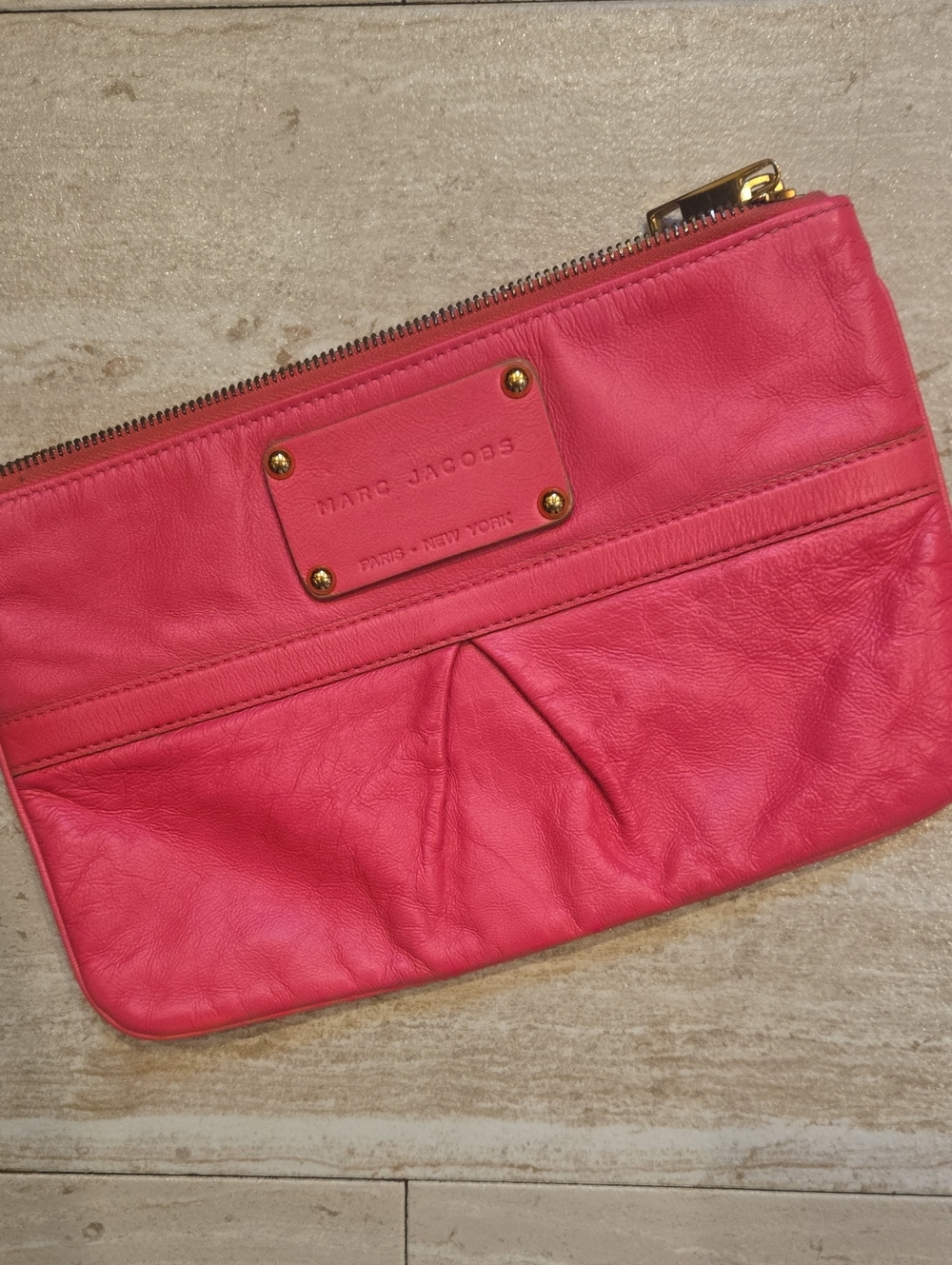 Marc Jacobs Pink Leather Zipper Clutch